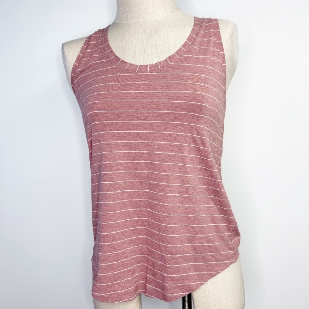 Lululemon Love Tank Pleated Heathered Rose Striped Top Size Small‎